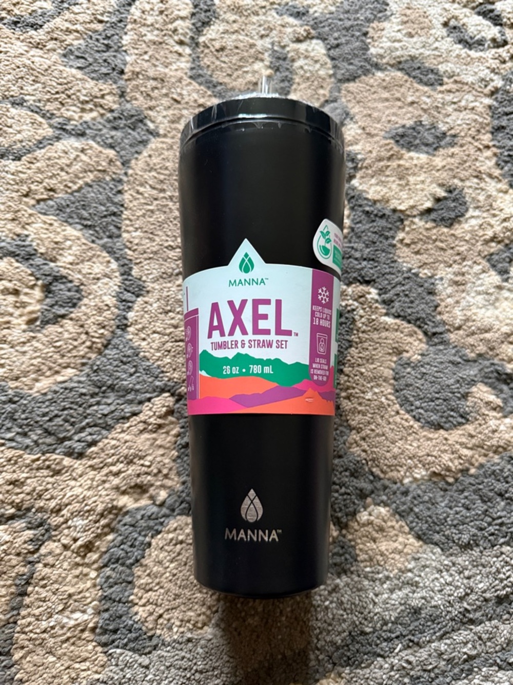 Manna Axel 28 oz Insulated Tumbler & Straw Set - Black